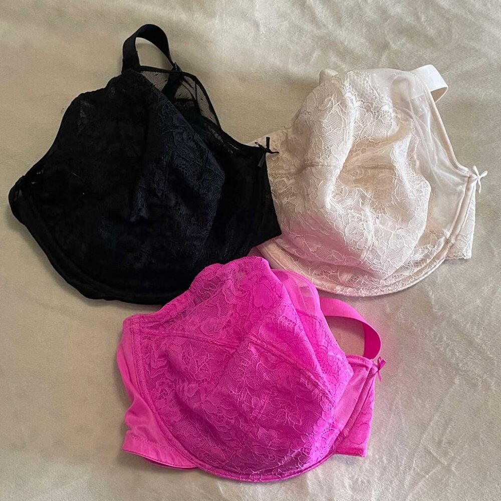 THREE 40-H Lace Minimizer Bras Like New!